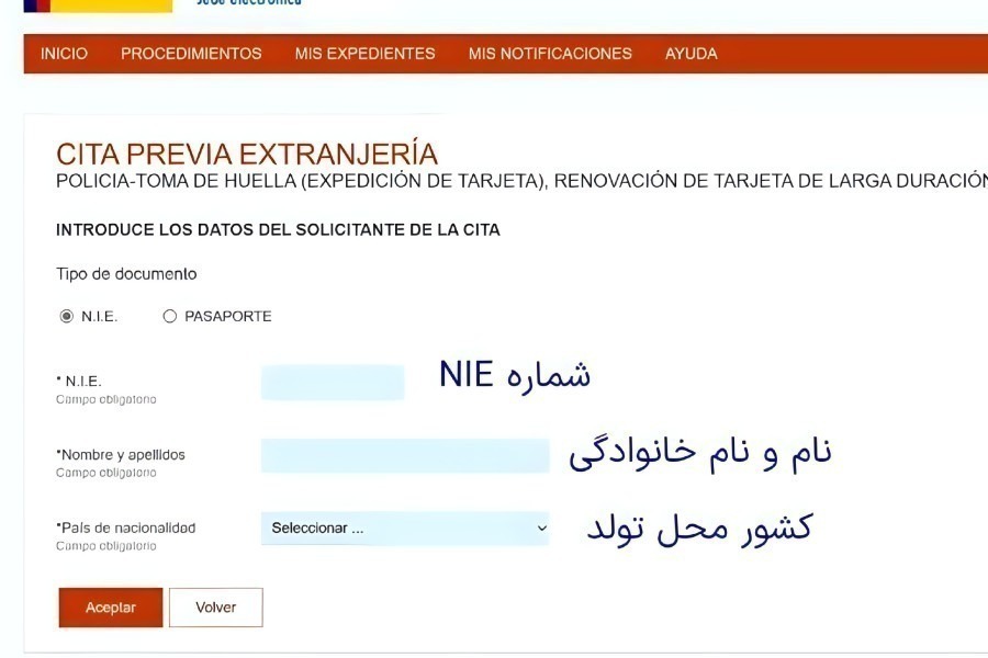 گرفتن وقت انگشت نگاری از پلیس اسپانیا